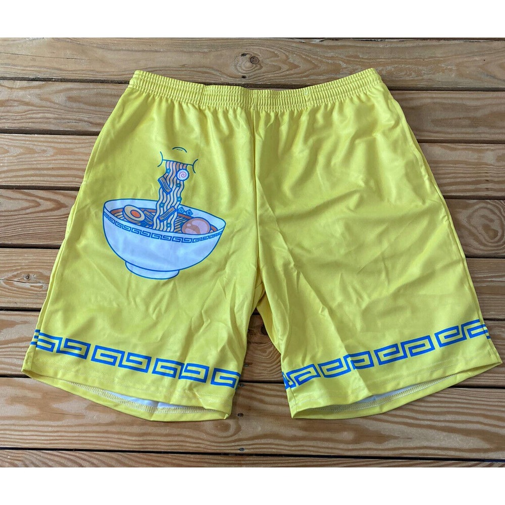 NEW Vapor 95 Ramen Graphic Athletic Short Size 36 Men’s Yellow Pullover